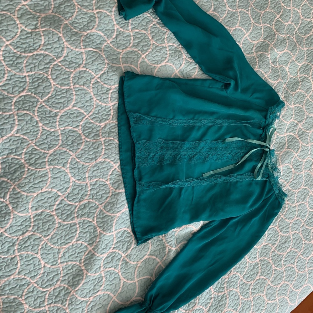 Retro Teal Blue Blouse